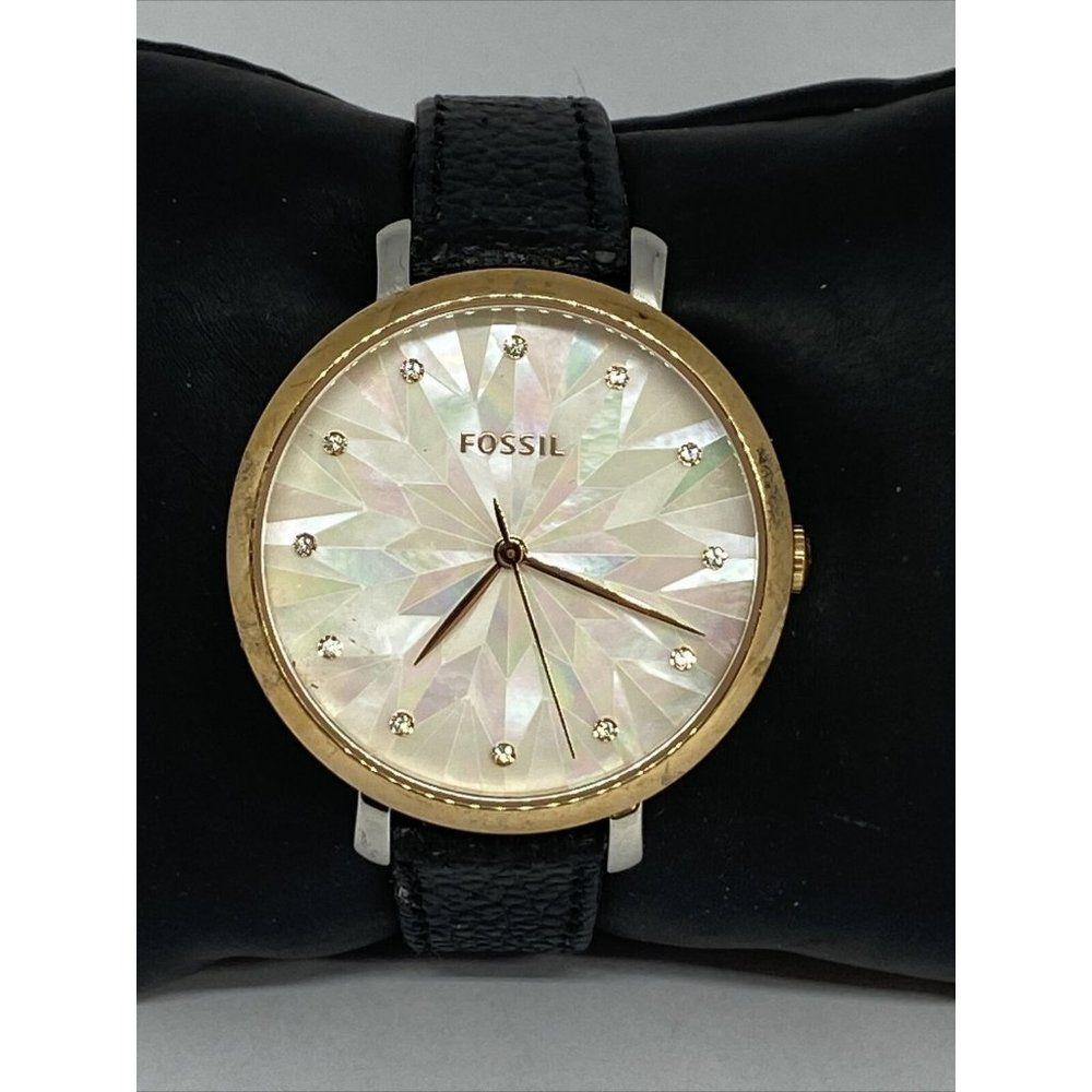 Fossil ES4098 Women's Black Leather Analog Dial Qu
